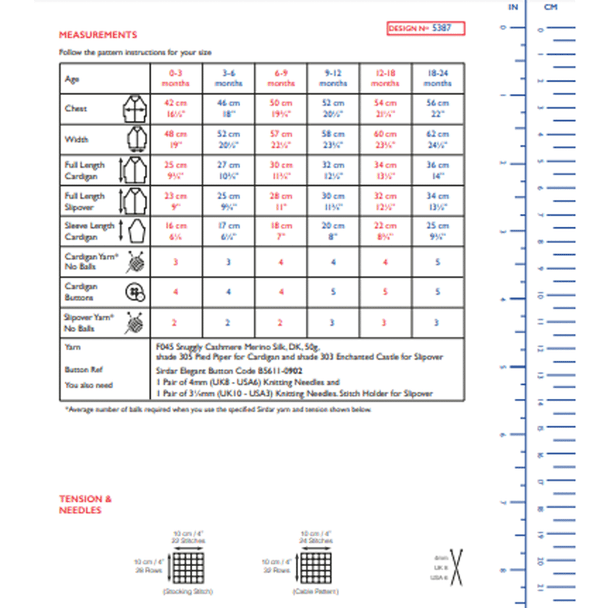 Babies V-Neck Cardigan and Slipover Knitting Pattern | Sirdar Snuggly Cashmere Merino Silk DK 5387 | Digital Download - Pattern Information