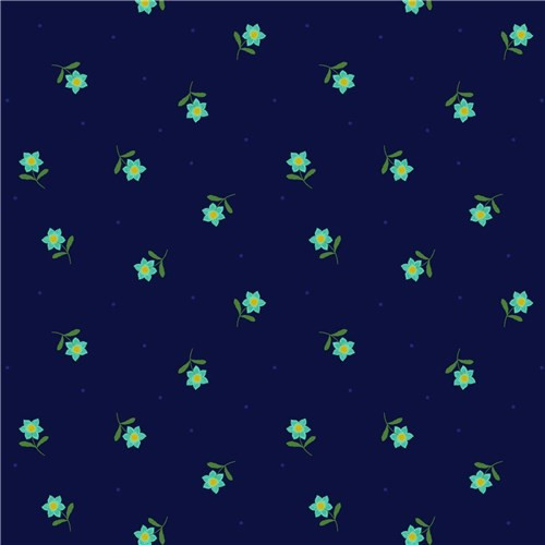 Hibiscus Hummingbird | Lewis and Irene | A594.3 | Little Flower Dot on Dark Navy