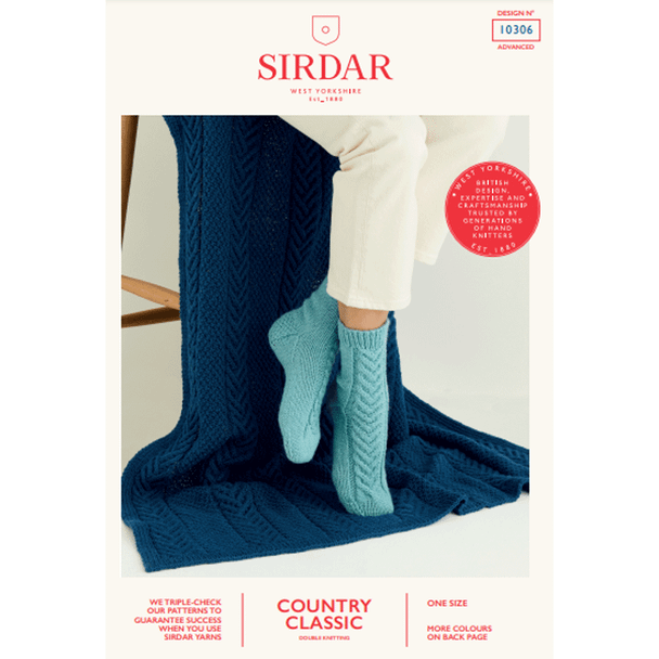 Women's Blanket And Socks Knitting Pattern | Sirdar Country Classic DK 10306 | Digital Download - Main Image