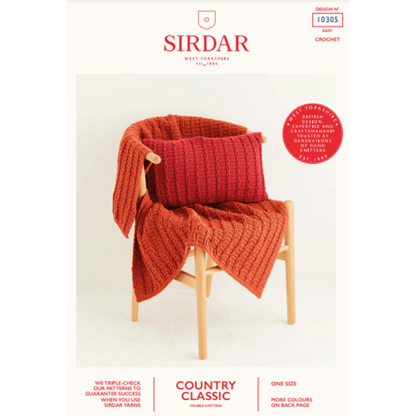 Blanket And Cushion Crochet Pattern | Sirdar Country Classic DK 10305 | Digital Download - Main Image