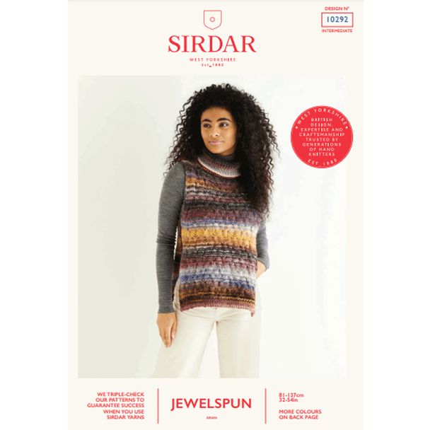 Ladies Cable Bib Knitting Pattern | Sirdar Jewelspun Aran 10292 | Digital Download - Main Image