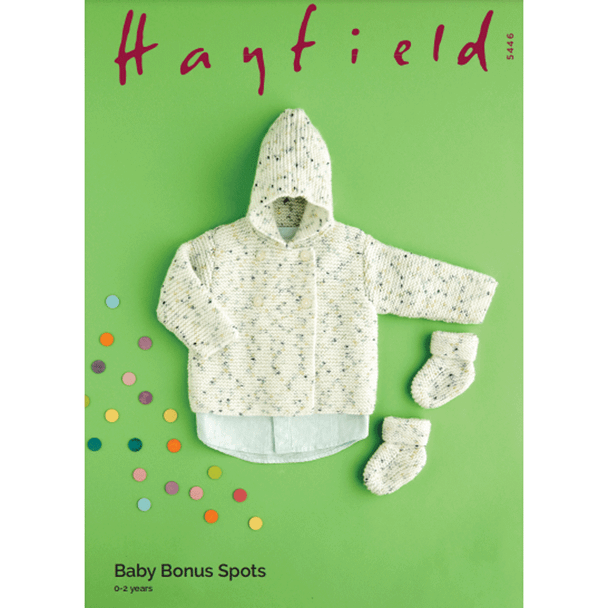 Babies Hooded Jacket And Bootees Knitting Pattern | Sirdar Hayfield Baby Bonus Spots 5446 | Digital Download - Main Image