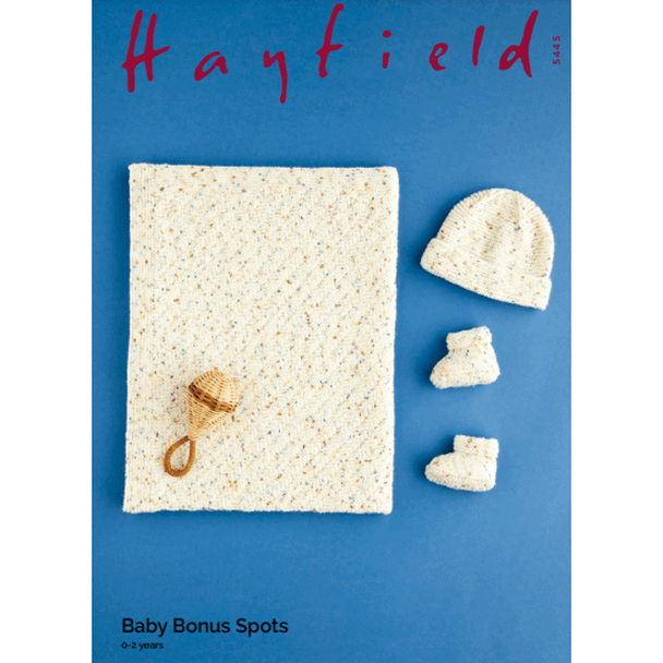 Babies Blanket, Hat And Bootees Knitting Pattern | Sirdar Hayfield Baby Bonus Spots 5445 | Digital Download - Main Image