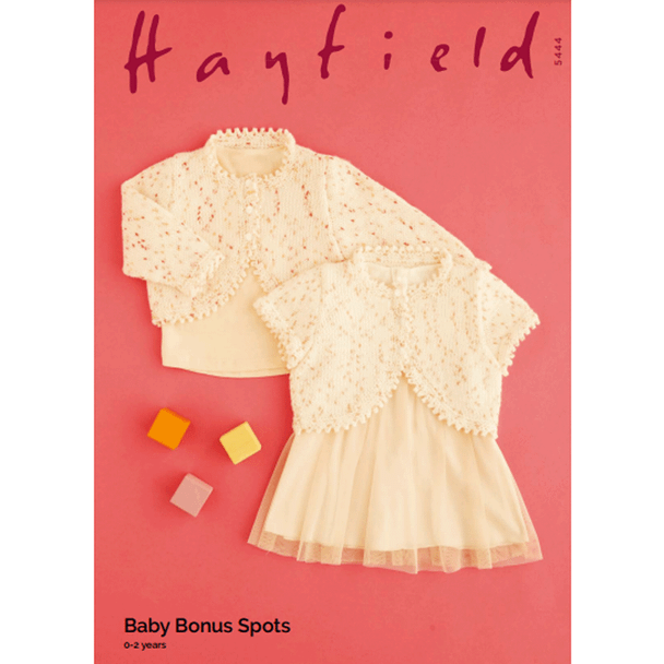 Babies Boleros Knitting Pattern | Sirdar Hayfield Baby Bonus Spots 5444 | Digital Download - Main Image