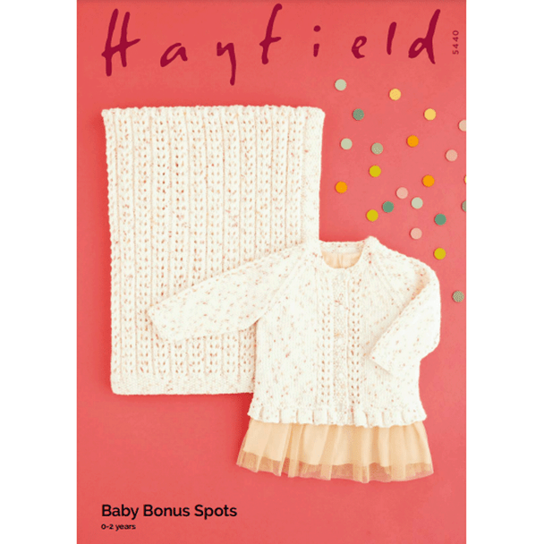 Babies Cardigan And Blanket Knitting Pattern | Sirdar Hayfield Baby Bonus Spots 5440 | Digital Download - Main Image