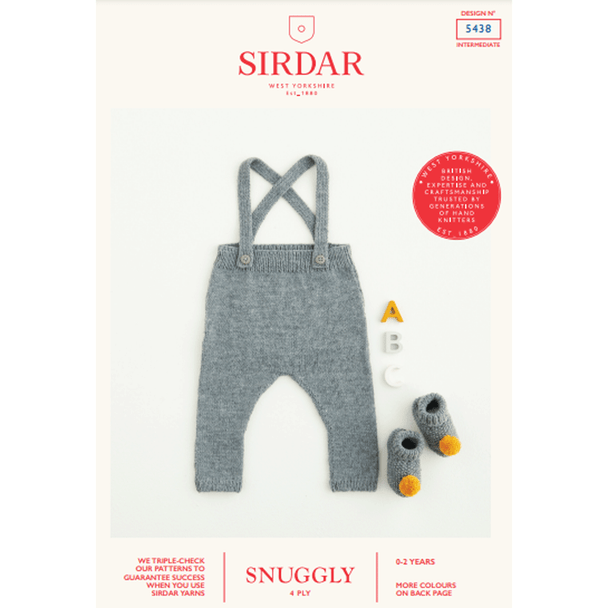 Babies Dungarees And Booties Knitting Pattern | Sirdar Snuggly 4 Ply 5438 | Digital Download - Main Image
