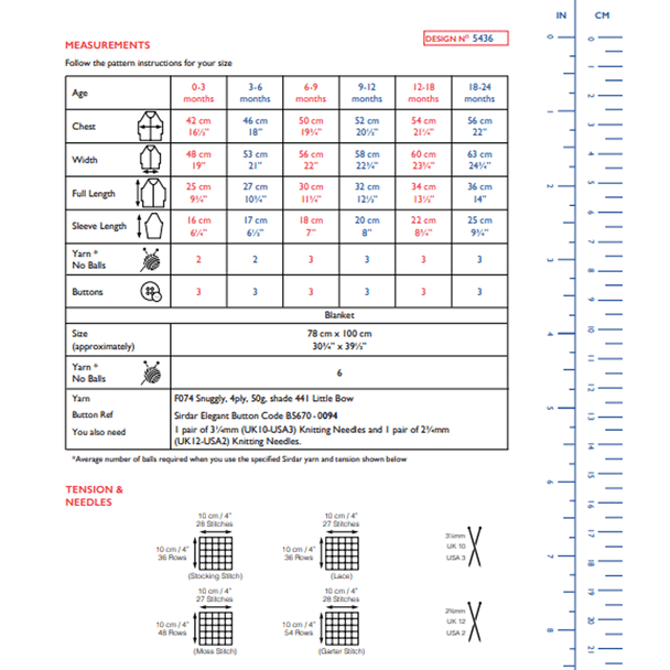 Babies Cardigan And Blanket Knitting Pattern | Sirdar Snuggly 4 Ply 5436 | Digital Download - Pattern Information