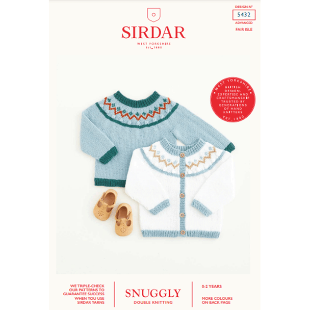 Babies Sweater and Cardigan Knitting Pattern | Sirdar Snuggly DK 5432 | Digital Download - Main Image