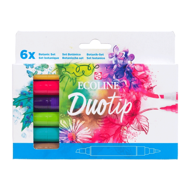 Ecoline Duotip Twin Ended Watercolour Markers | Set of 6 | Various | Botanic Set