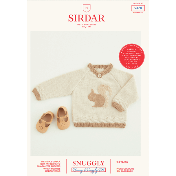 Babies Squirrel Sweater Knitting Pattern | Sirdar Snuggly Bunny & Snuggly DK 5428 | Digital Download - Main Image