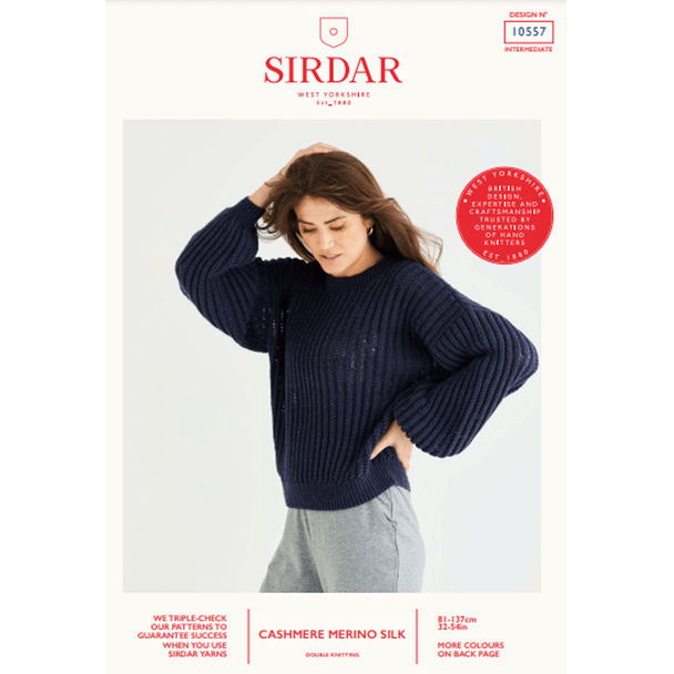 Women's Sweater Knitting Pattern | Sirdar Cashmere Merino Silk DK 10557 | Digital Download - Main Image