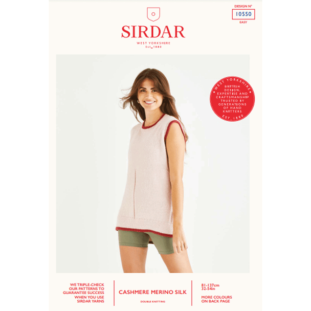 Women's Tank Top Knitting Pattern | Sirdar Cashmere Merino Silk DK 10550 | Digital Download - Main Image
