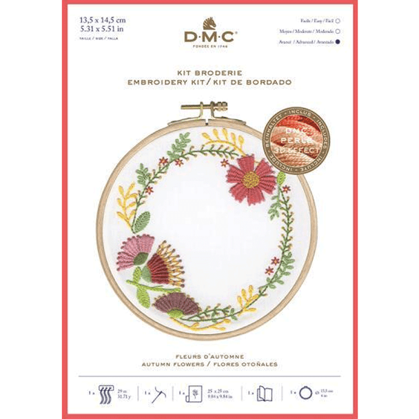 DMC Wild Autumn Flowers Embroidery Kit, Size 15.5cm (6") Diameter (TB152) - Main Image
