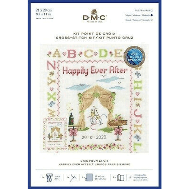DMC Happily Ever After Cross Stitch Kit, Size 21x28cm (8.3x11") 14ct White (BK1922) - Main Image
