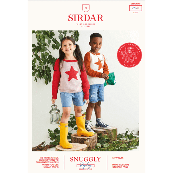 Children's Star Sweater Knitting Pattern | Sirdar Snuggly Replay DK 2598 | Digital Download - Main Image