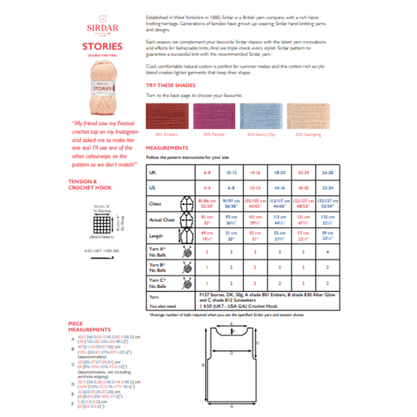 Women's Vest Crochet Pattern | Sirdar Stories DK 10526 | Digital Download - Pattern Information