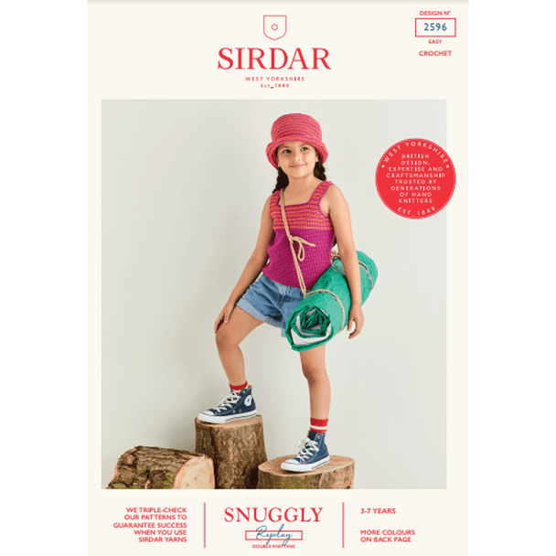 Girl's Top And Hat Crochet Pattern | Sirdar Snuggly Replay DK 2596 | Digital Download - Main Image