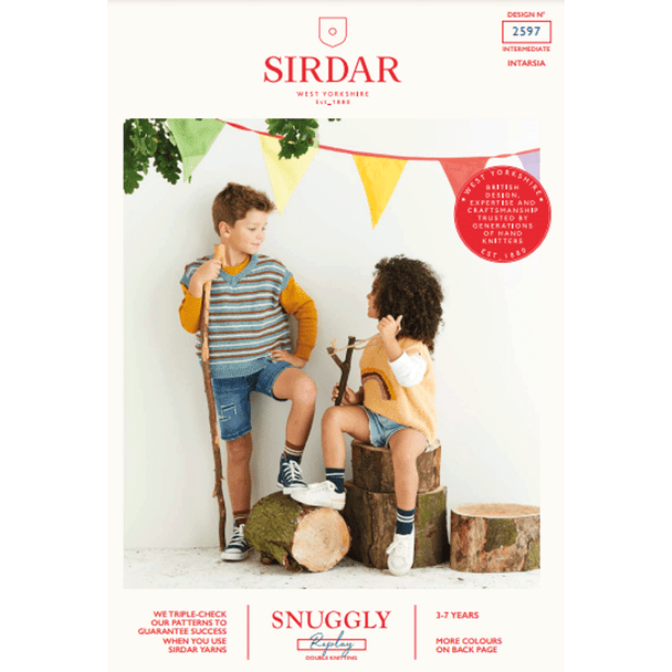 Children's Striped And Rainbow Tops Knitting Pattern | Sirdar Snuggly Replay DK 2597 | Digital Download - Main Image