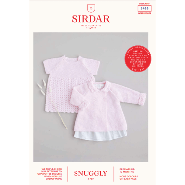 Babies Dress And Matinee Coat Knitting Pattern | Sirdar Snuggly 4 Ply 5466 | Digital Download - Main Image