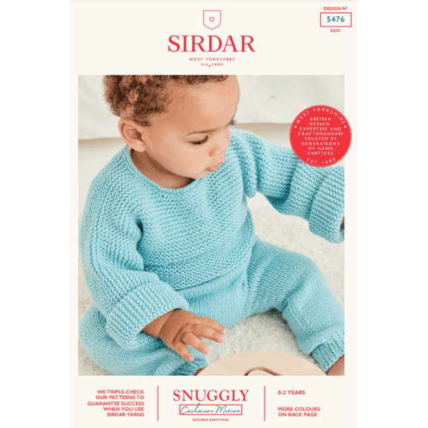 Babies Sweater And Trousers Knitting Pattern | Sirdar Snuggly Cashmere Merino DK 5476 | Digital Download - Main Image