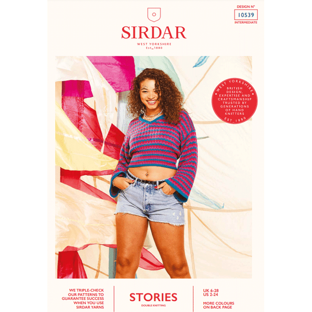 Women's Stripy Sweater Top Knitting Pattern | Sirdar Stories DK 10539 | Digital Download -  Main Image