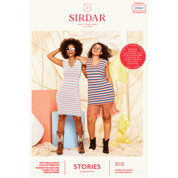 Women's Striped Midi Dresses Knitting Pattern | Sirdar Stories DK 10541 | Digital Download - Main Image