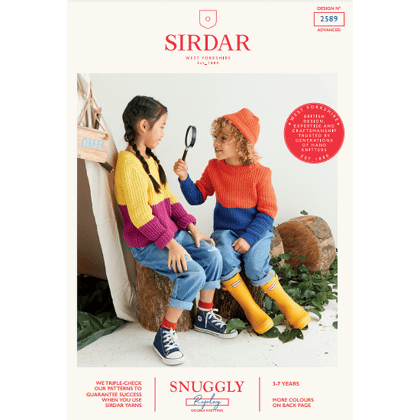 Children's Sweater and Hat Knitting Pattern | Sirdar Snuggly Replay DK 2589 | Digital Download - Main Image