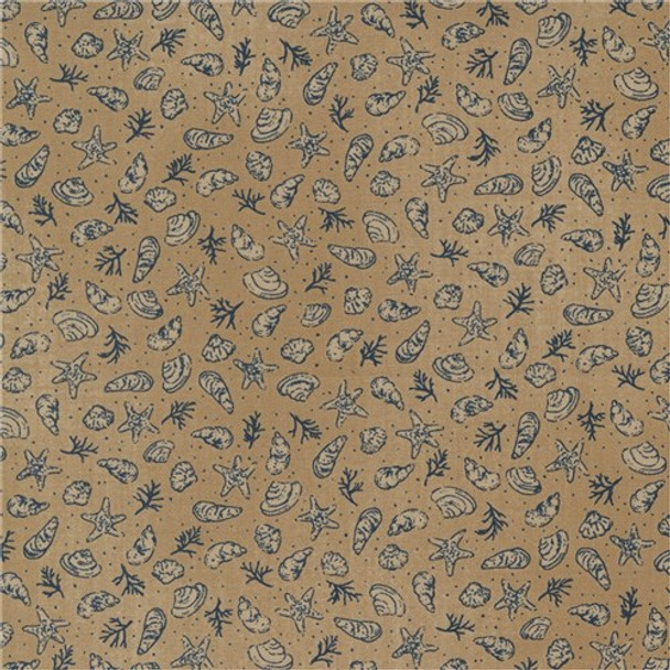 To the Sea | Janet Clare | Moda Fabrics | 16931-21 | Seashells and Starfish, Sand
