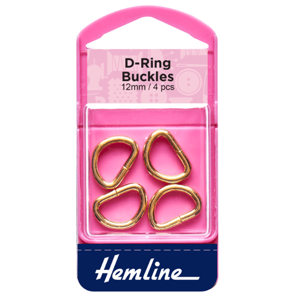 Gold Coloured D-Rings | Hemline | Various Sizes | 12mm