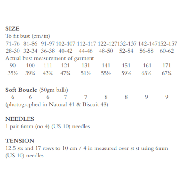 Rowan Women's Blair Sweater Knitting Pattern using Soft Boucle | Digital Download (RM005-00001) (rowa-patt-RM005-00001dd) - Pattern Information