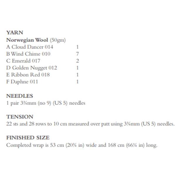 Rowan Adults Malin Wrap Knitting Pattern using Norwegian Wool | Digital Download (ZB305-00004) (rowa-patt-ZB305-00004dd) - Pattern Information
