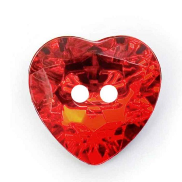 Sparkling Ruby Red Heart Button - 20mm | ABC Buttons