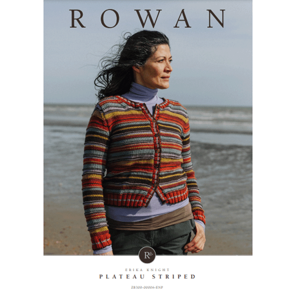 Rowan Women's Plateau Striped Cardigan Knitting Pattern using Pebble Island | Digital Download (ZB300-00006) (rowa-patt-ZB300-00006dd) - Main Image