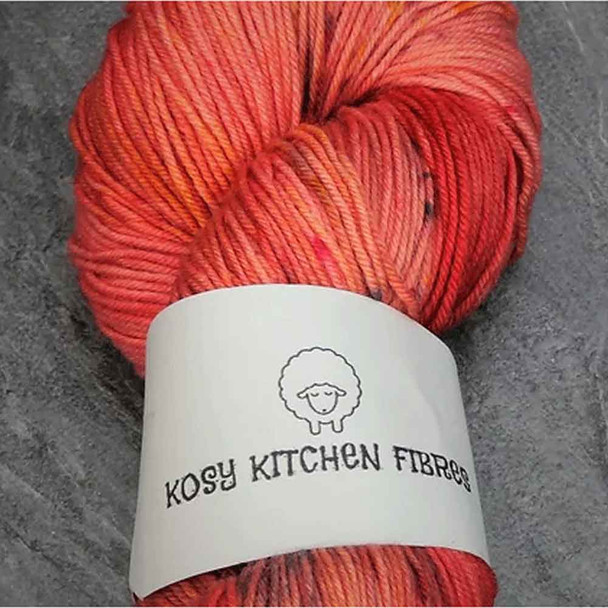Kosy Kitchen Fibres Hand Dyed 4 Ply Sock Yarn, 100g Hanks | A Variety of Shades - Brimstone and Fire