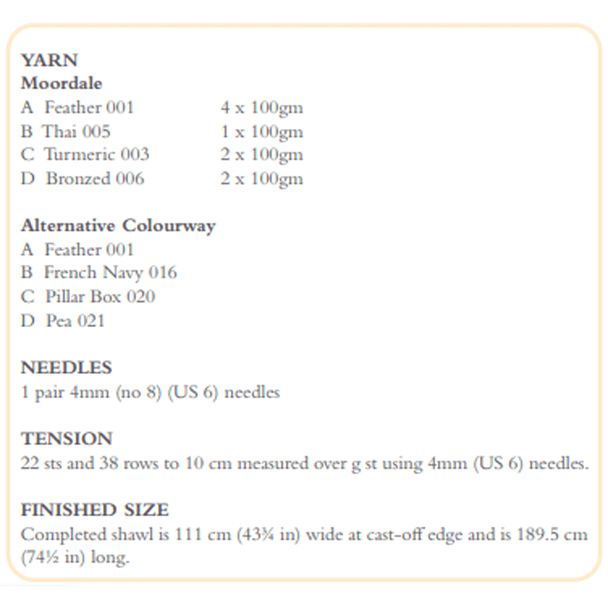 Rowan Ladies Cringle Shawl Knitting Pattern using Moordale | Digital Download (ZB297-00011) (rowa-patt-ZB297-00011dd) - Pattern Information