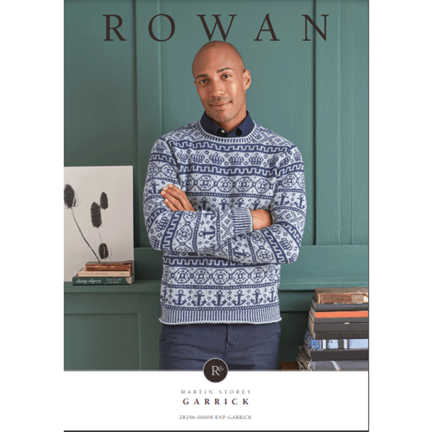 Rowan Men's Garrick Sweater Knitting Pattern using Denim Revive | Digital Download (ZB296-00008) (rowa-patt-ZB296-00008dd) - Main Image