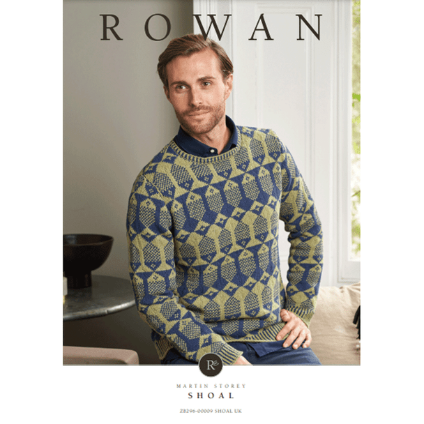 Rowan Men's Shoal Sweater Knitting Pattern using Denim Revive | Digital Download (ZB296-00009) (rowa-patt-ZB296-00009dd) - Main Image