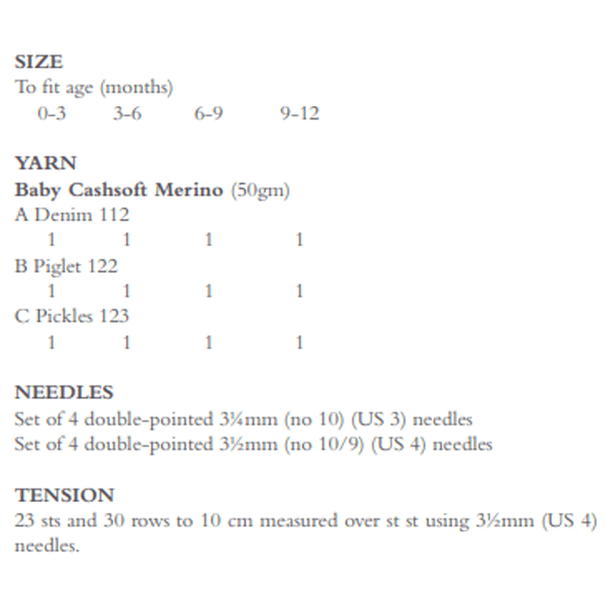 Rowan Babies Bleep Hat Knitting Pattern using Baby Cashsoft Merino | Digital Download (RB004-00003) (rowa-patt-RB004-00003dd) - Pattern Information