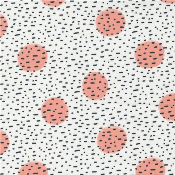 The Lookout | Jen Kingwell | Moda Fabrics | 18212-14 | Picnic Guests Dot, White / Peach Blossom