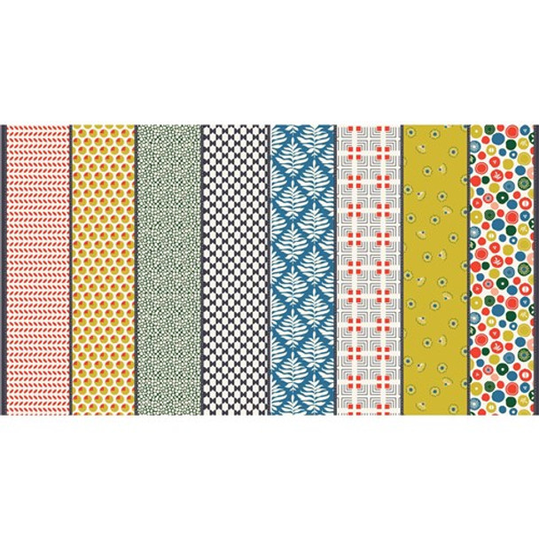 The Lookout | Jen Kingwell | Moda Fabrics | 18217-15 | Lollies Edging, Mango Multi (Per Half Metre)