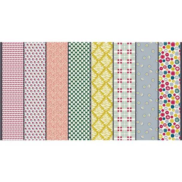 The Lookout | Jen Kingwell | Moda Fabrics | 18217-17 | Lollies Edging, Raspberry Multi (Per Half Metre)