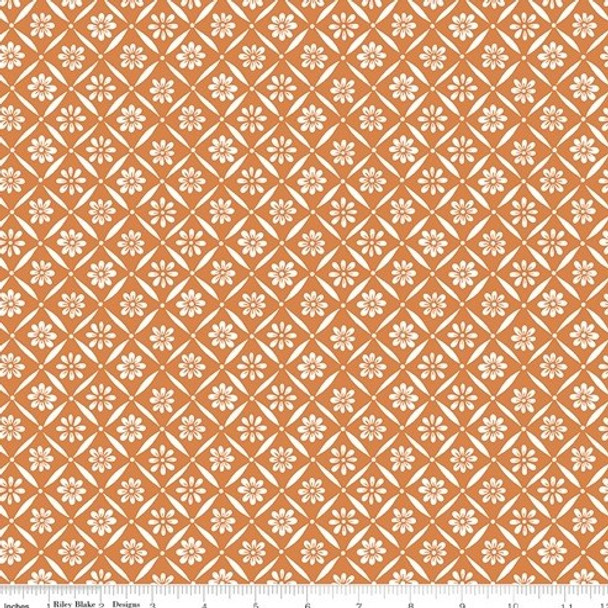 Indigo Garden | Heather Peterson | Riley Blake Designs | C11273-ORANGE, Orange Diagonal Daisy