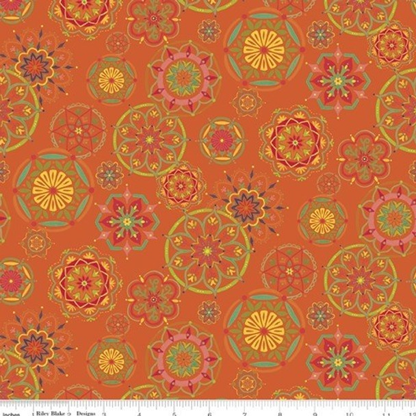Indigo Garden | Heather Peterson | Riley Blake Designs | C11271-ORANGE, Orange Mandala 