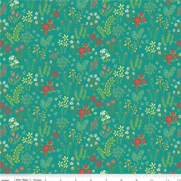 Indigo Garden | Heather Peterson | Riley Blake Designs | C11272-TURQUOISE, Turquoise Scattered Floral