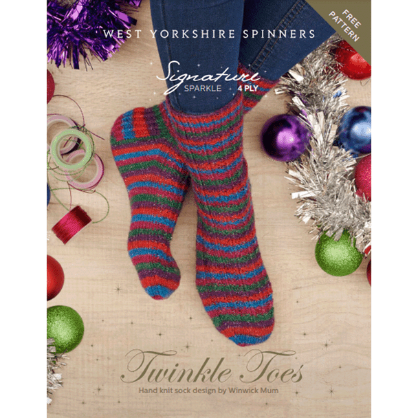 Women's Twinkle Toes Socks Knitting Pattern | WYS Signature Sparkle 4ply Knitting Yarn DFP0013 | Digital Download - Main Image