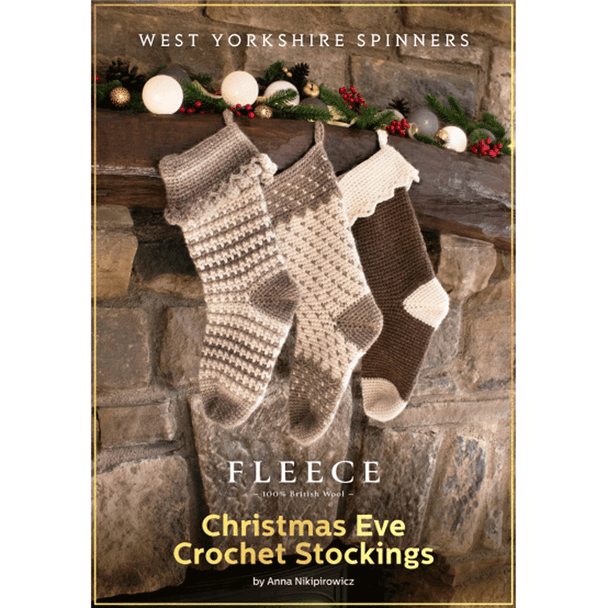 Fleece Christmas Eve Crochet Stockings Crochet Pattern | WYS Bluefaced Leicester Aran Roving Knitting Yarn DFP0020 | Digital Download - Main Image