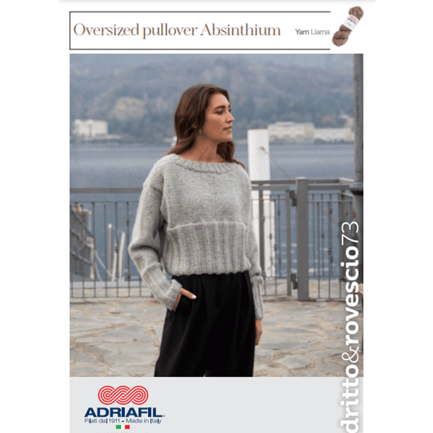 Women's Oversized pullover Absinthium / Sweater Knitting Pattern | Adriafil Llama Chunky Knitting Yarn |  Downloadable Pattern - Main Image