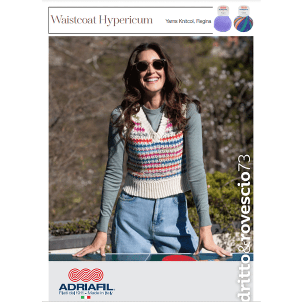 Women's Waistcoat Hypericum Crochet Pattern | Adriafil Regina DK Knitting Yarn | Downloadable Pattern - Main Image