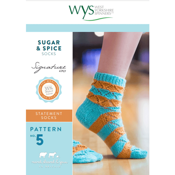 Women's Sugar & Spice Socks Knitting Pattern | WYS Signature 4 Ply Knitting Yarn | Digital Download - Main Image