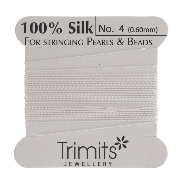 100% Silk Beading Thread with Needle | 2 Metres | Trimits |
Size: No. 4 (0.60mm)